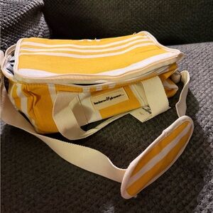Yellow and White Striped Shoulder Bag